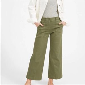 Everlane Wide Leg Crop Utility Pants sz 0 Olive Green